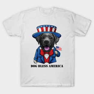 Black Labrador Retriever Dog Bless America T-Shirt